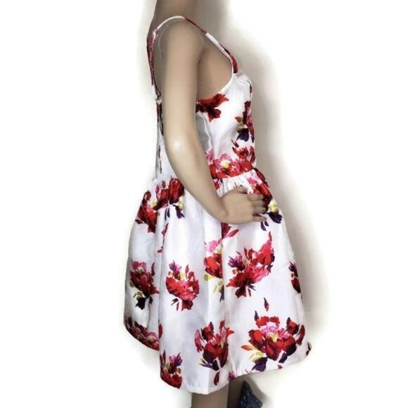 Bailey Blue white and red large print Print Sleeveless A-Line sun dress sz 14 - Picture 4 of 6